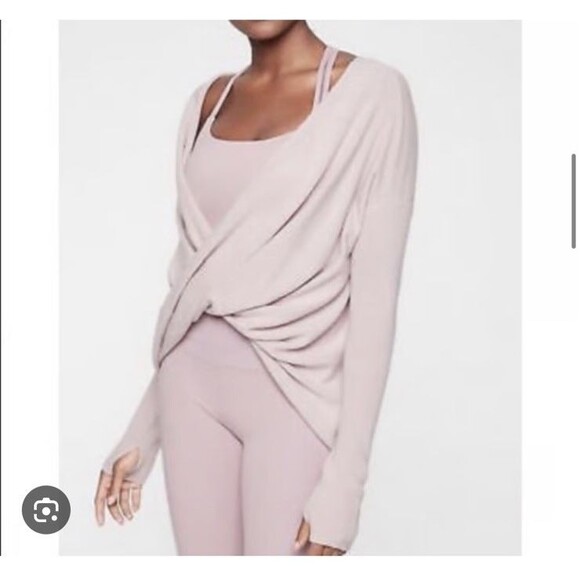 Athleta Finale Wool Cashmere Convertible Sweater Size Large Dove Pink Knit Women - Picture 2 of 11